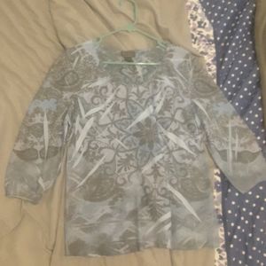 Women's Jane Ashley 3/4 Sleeve Size Large Blue top